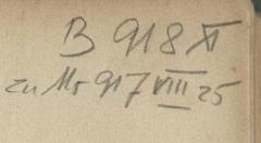 - (Dolezalek, Alexander), Von Hand: Signatur; 'B 918 XI zu Ms 917 VIII 25'. 