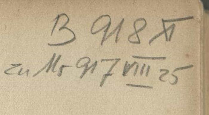 - (Dolezalek, Alexander), Von Hand: Signatur; 'B 918 XI zu Ms 917 VIII 25'. 