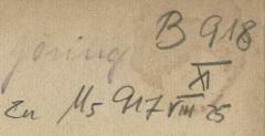 - (Dolezalek, Alexander), Von Hand: Signatur; 'B 918 XI zu Ms 917 VIII 25'. 