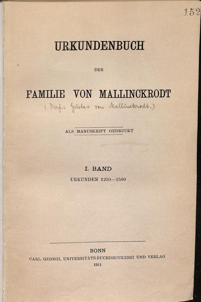HHW1738 (Band 2) : Urkundenbuch der Familie von Mallinckrodt (1911)