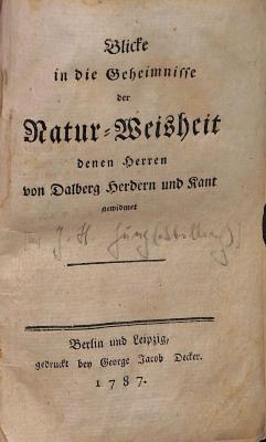 PHIL2888 : Blicke in die Geheimnisse der Natur-Weisheit (1787)