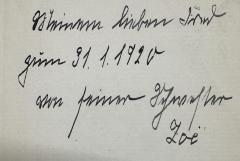 - (Rudloff, Zoë von;Rudloff, Leo), Von Hand: Widmung, Name, Datum; 'Meinem lieben Fred zum 31.1.1920 von seiner Schwester Zoë'. 