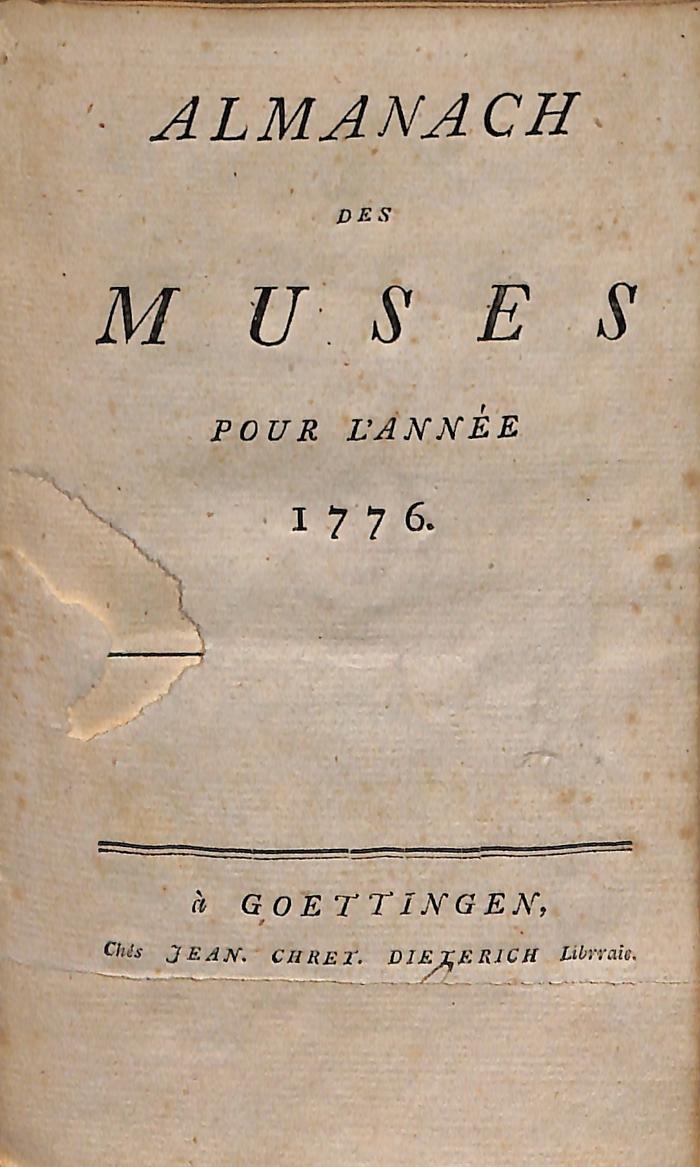 KW5166 (8) : Almanach Des Muses Pour L'Année ... ([1775?-1777?])