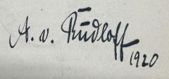 - (Rudloff, Leo), Von Hand: Autogramm, Name, Datum; 'A. v. Rudloff 1920'. 