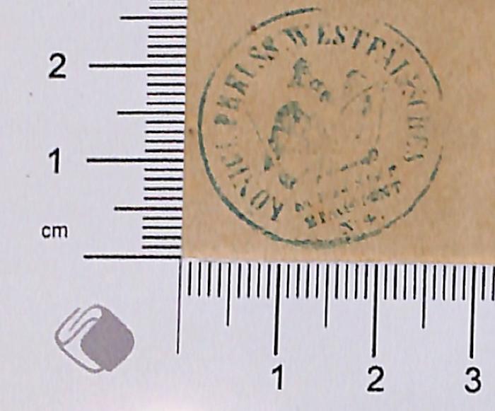 -, Stempel: Exlibris; 'Königl. Preuss. Westfälisches [drei unleserliche Worte]'