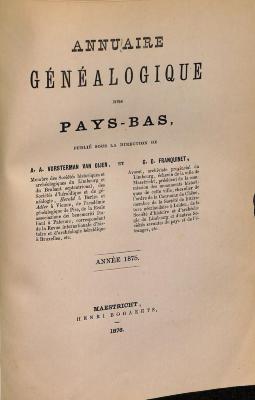 HHW1769 : Annuaire généalogique des Pays-Bas (1875(1876))