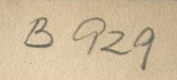 - (Dolezalek, Alexander), Von Hand: Signatur; 'B 929'. 