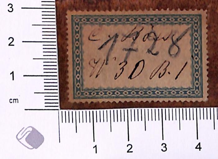 - (Boss/Böss, Carl), Etikett: Name; 'C.Boss/Böss[?] W 30 B.I" "1728'. 