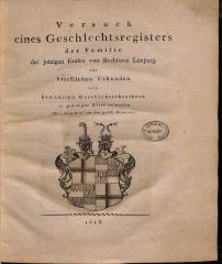HHW2053 : Versuch eines Geschlechtsregisters der Familie der jetzigen Grafen von Rechteren Limpurg (1813)