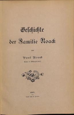 HHW2090 : Geschichte der Familie Noack (1907)