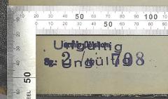 - (Archiv Potsdam), Stempel: Name, Ortsangabe, Signatur; 'archiv Potsdam
Sg. 2 / No 708'.  (Prototyp)