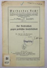 Bl 937 : Der Rechtsschutz gegen politische Unehrlichkeit (1931)