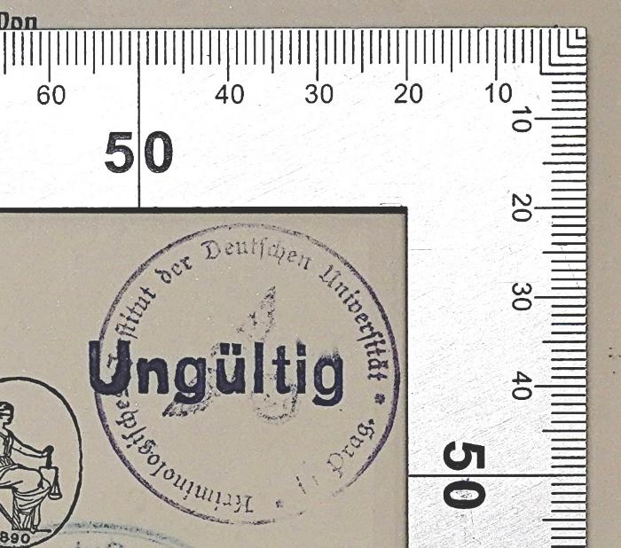 Bl 937 : Der Rechtsschutz gegen politische Unehrlichkeit (1931);- (Deutsche Universität Prag), Stempel: Berufsangabe/Titel/Branche, Ortsangabe; 'Kriminologisches Institut der Deutschen 
Universität in Prag'. 