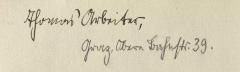 - (Arbeiter, Thomas), Von Hand: Autogramm; 'Thomas Arbeiter, Graz, Obere Bahnstr. 39.'. 