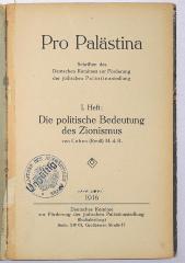 Bm 21 : Die politische Bedeutung des Zionismus (1918)