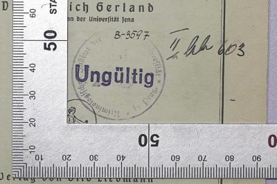 Bl 937 : Der Rechtsschutz gegen politische Unehrlichkeit (1931);- (Deutsche Universität Prag), Von Hand: Signatur; 'B-9597'. 