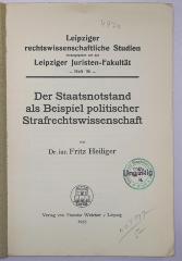 Bl 936 : Der Staatsnotstand als Beispiel politischer Strafrechtswissenschaft (1935)