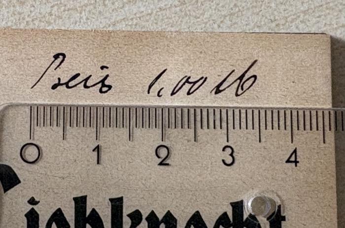 - (Zentralverband Deutscher Brauereiarbeiter), Von Hand: Preis; 'Preis 1,00 Mk'. 