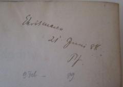 - (Ehrismann[?], [?]), Von Hand: Name, Datum; 'Ehrismann
21'. Juni 88
Pf'. 