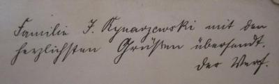  Die subjektiven Grenzen der Rechtskraft. Inaugural-Dissertation zur Erlangung der Doktorwürde der Juristischen Fakultät der Universität zu Breslau (1906);- (Rynarzewski, Josef Karl;Marcus, Salo), Von Hand: Widmung, Name, Autor; 'Familie I. Rynarzewski mit den herzlichsten Grüßen überreicht. 
der Verf.'. 