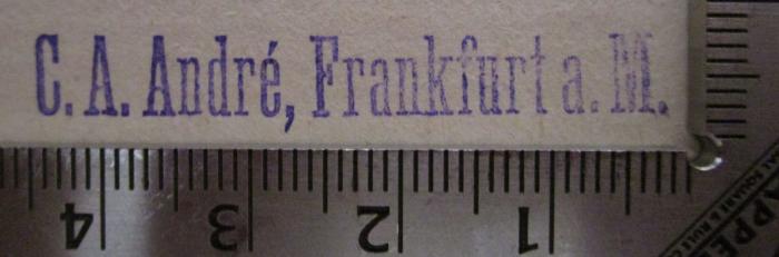 Gustav Mahlers VIII. Symphonie : Thematische Analyse (1912);- (C. A. André (Firma)), Stempel: Buchhändler, Name, Ortsangabe; 'C. A. André, Frankfurt a. M.'.  (Prototyp)
