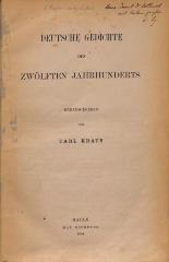DLIT11770 : Deutsche Gedichte des zwölften Jahrhunderts (1894)