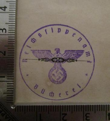 - (Reichsstelle für Sippenforschung (Berlin)), Stempel: Wappen, Name; 'Reichssippenamt Bücherei'.  (Prototyp); Die Vorschule des Gymnasiums zu Dorpat von 1855 bis 1880 (1880)