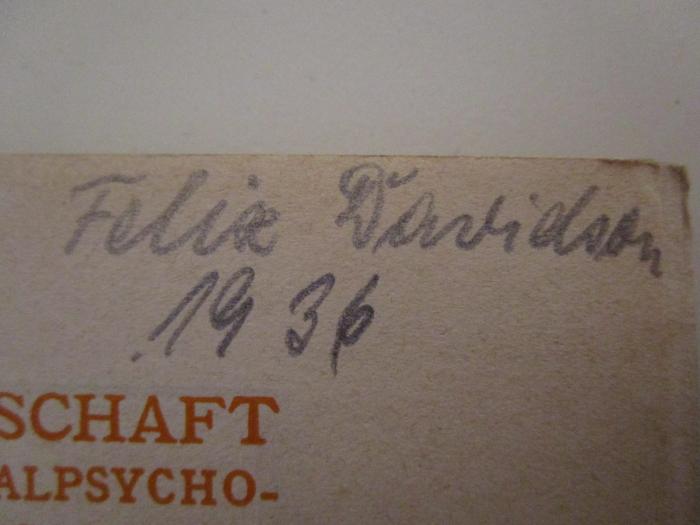 - (Davidson, Felix), Von Hand: Autogramm, Name, Datum; 'Felix Davidson 1936'. ; Die Technik (o.J.)