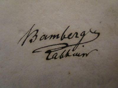  Israelitisches Predigt- und Schul-Magazin : Zugleich ein Buch der Lehre für alle glaubenstreuen Israeliten (1854);- (Bamberger, Joseph), Von Hand: Autogramm, Name, Berufsangabe/Titel/Branche; 'Bamberger Rabbiner'. 