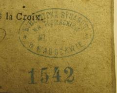 - (Große Synagoge (Warschau)), Stempel: Name, Ortsangabe, Berufsangabe/Titel/Branche; 'Bibliotheka Synagoga na Tłomackiem w Warszawie'.  (Prototyp)