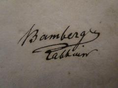 - (Bamberger, Joseph), Von Hand: Autogramm, Name, Berufsangabe/Titel/Branche; 'Bamberger Rabbiner'. 