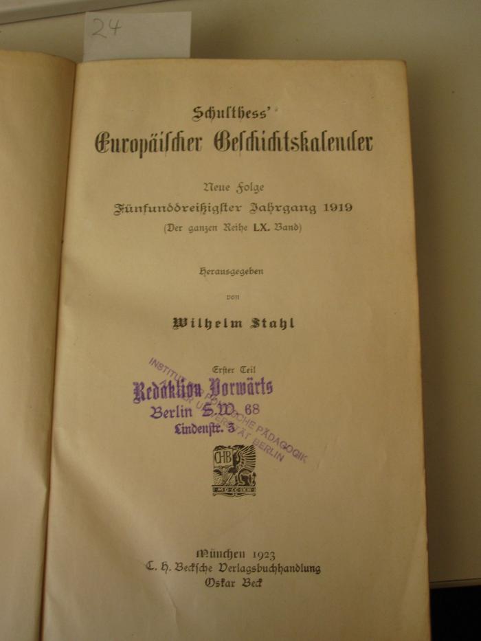  Schulthess' Europäischer Geschichtskalender (1923)
