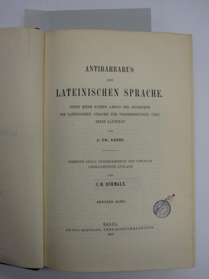 1,1 317/8 : Antibarbarus der lateinischen Sprache (1907)