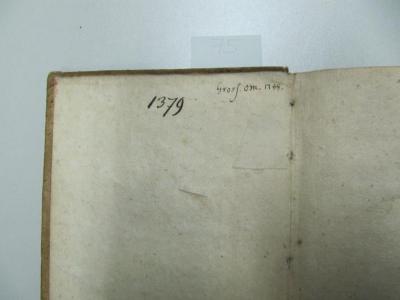  [Historia philosophiae antique] M. Tulli ciceronis historia philosophiae antique (1782);- (Jüdisch-Theologisches Seminar Fraenckel'scher Stiftung (Breslau) ), Von Hand: Nummer; '1379'. ;- (unbekannt), Von Hand: Notiz; 'Grosf. Om. 1788'. 