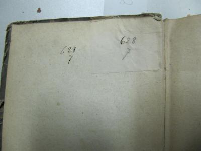  Platonis Dialogi Graece et Latine (1817);- (Jüdisch-Theologisches Seminar Fraenckel'scher Stiftung (Breslau) ), Von Hand: Signatur; '628 7'. ;- (Jüdisch-Theologisches Seminar Fraenckel'scher Stiftung (Breslau) ), Etikett: Signatur; '628 7'. 