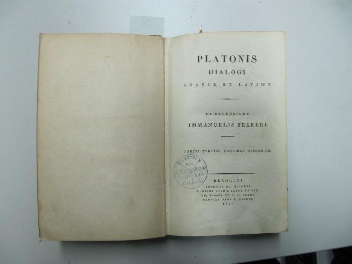  Platonis Dialogi Graece et Latine (1817)