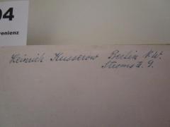 - (Kusserow, Heinrich), Von Hand: Autogramm, Name, Ortsangabe; 'Heinrich Kusserow Berlin N.W. Stromstr. 9'. 
