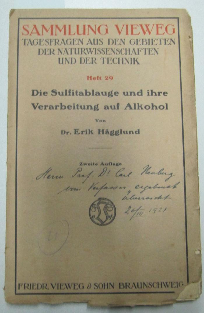  Die Sulfitablauge und ihre Verarbeitung auf Alkohol (1921)