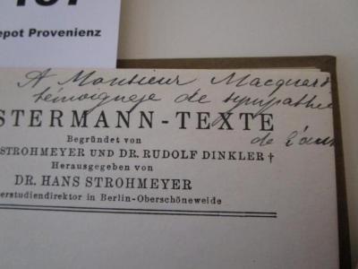  Petites Histoires Gaies (o.J.);- (Macquard,[?]), Von Hand: Widmung, Name; 'A Monsieur Macquard [...] de sympatie de [...]'. 