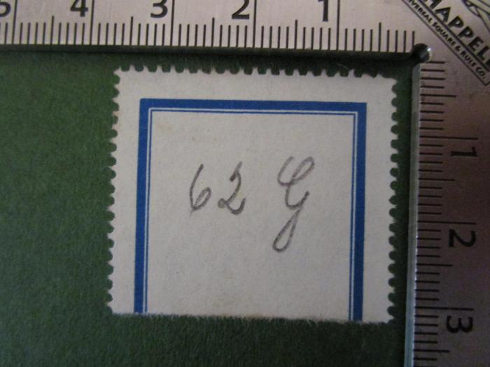He 54 e: Kosmologie und Psychologie (1911);- (St. Bonifatiuskloster Hünfeld. Bibliothek), Etikett: Signatur; '62 G'. 