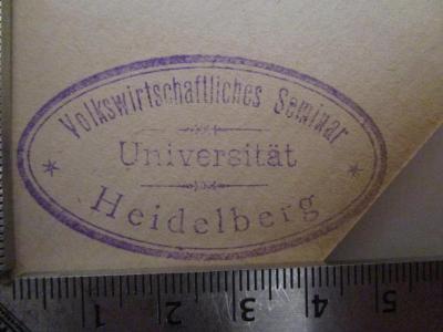 XIV 16825: Der Nachrichtendienst der Presse (1920);- (Universität Heidelberg), Stempel: Name, Ortsangabe, Berufsangabe/Titel/Branche; 'Volkswirtschaftliches Seminar Heidelberg'.  (Prototyp)