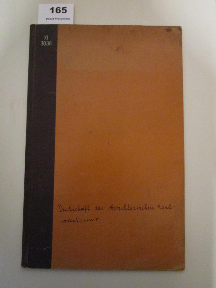 XI 3036: Denkschrift der oberschlesischen Handwerkskammer (1921)