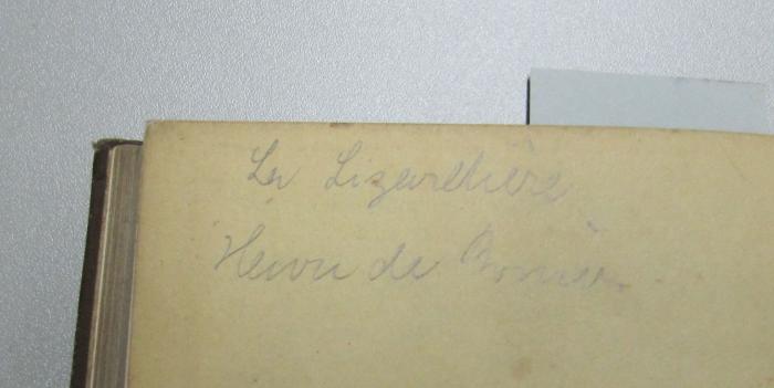  Grammaire francaise à l'usage des allemands (1882);- (unbekannt), Von Hand: Notiz; 'La Lizardière Henri de Bornier'. 