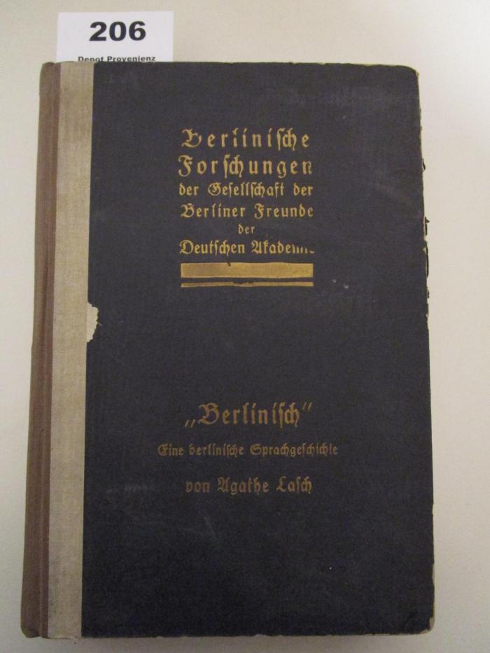 XIV 19199 2: "Berlinisch" : Eine berlinische Sprachgeschichte ([1928])