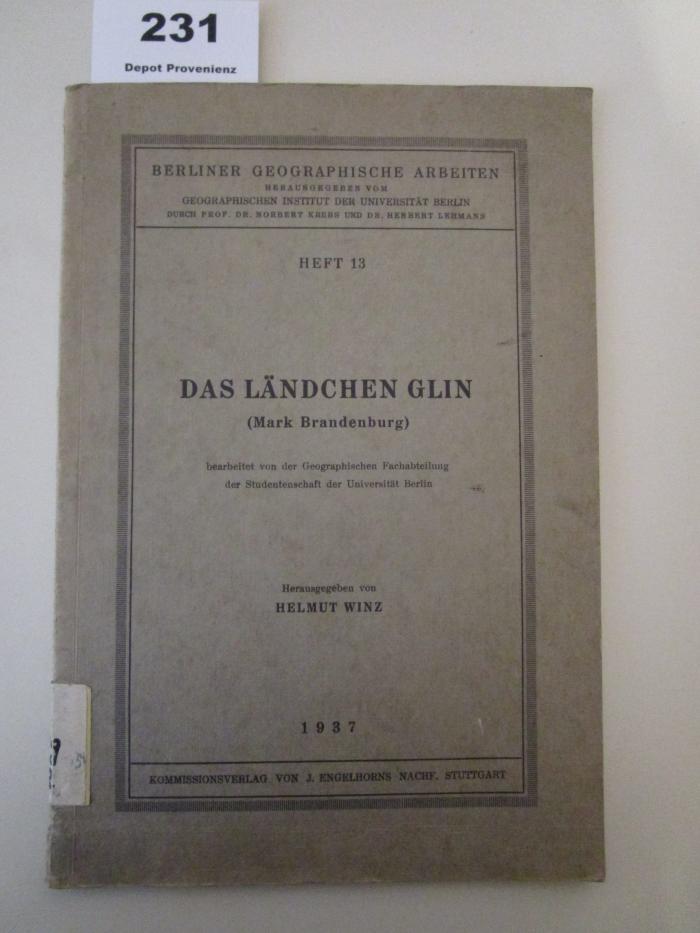  Das Ländchen Glin (Mark Brandenburg). (1937)