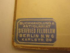 J / 930 (Feldblum, Siegfried Antiquariat Buchhandlung (Inh. Fritz Schulz)), 