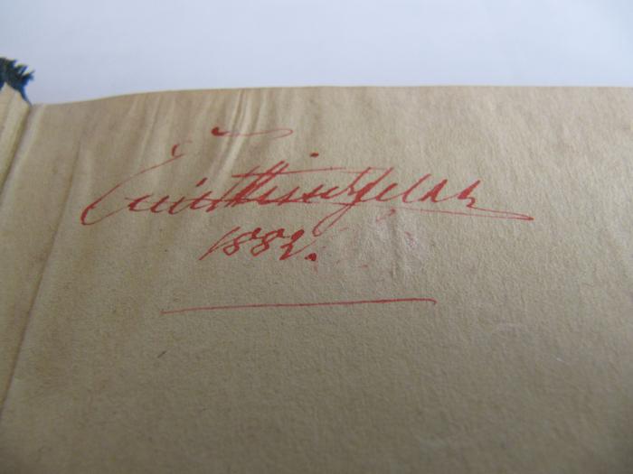 Cm 5633 b: Uli, der Pächter: ein Volksbuch (1850);J / 1494, Von Hand: Autogramm, Datum; '[Emil Hirschfeldh] 1882'
