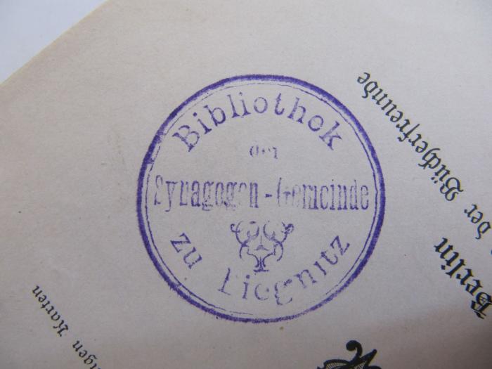 Kb 178: Das Sternenzelt (1893);G46 / 14 (Synagogen-Gemeinde zu Liegnitz), Stempel: Name, Ortsangabe, Berufsangabe/Titel/Branche; 'Bibliothek der Synagogen-Gemeinde zu Liegnitz'.  (Prototyp)