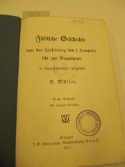  Jüdische Geschichte von der Zerstörung des I. Tempels bis zur Gegenwart in Charakterbildern dargestellt (1913)