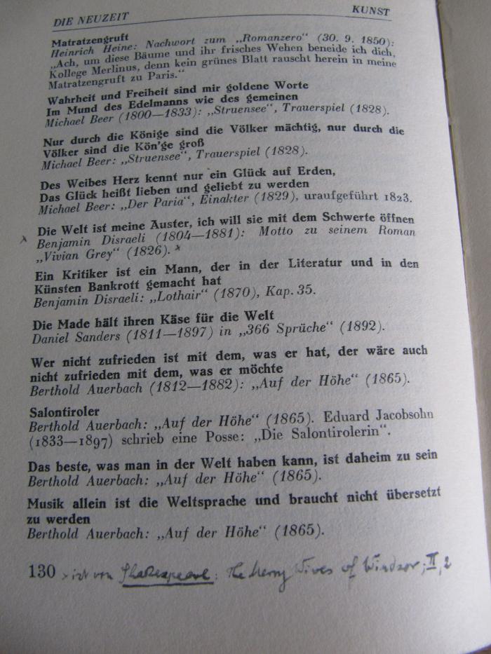 Ah 270: Philo Zitaten-Lexikon : Worte von Juden, Worte für Juden (1936);J / 40 (unbekannt), Von Hand: Annotation; '&gt; ist von Shakespeare: The Merry Wives of Windsor; II, 2'. 